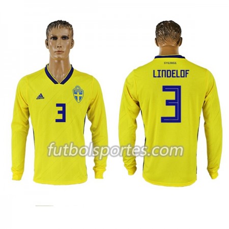 Camisetas Suecia Lindelof 3 Primera Equipacion Mundial 2018 Manga Larga